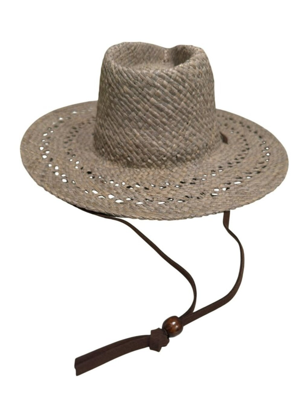 Wyeth Hamilton Straw Wide-Brim Sun Hat With Leather Chin Strap Grey Size O/S